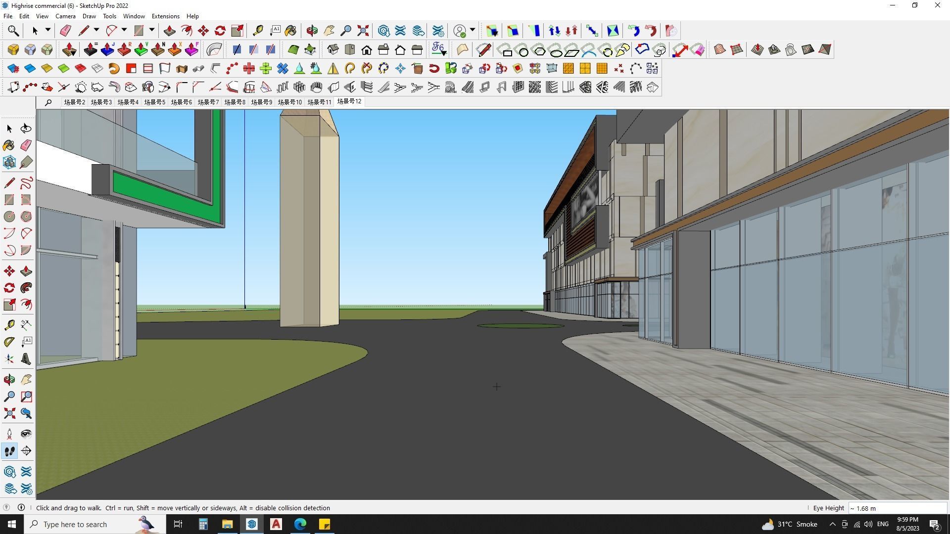 office building shopping mall sketchup model  3D model_7