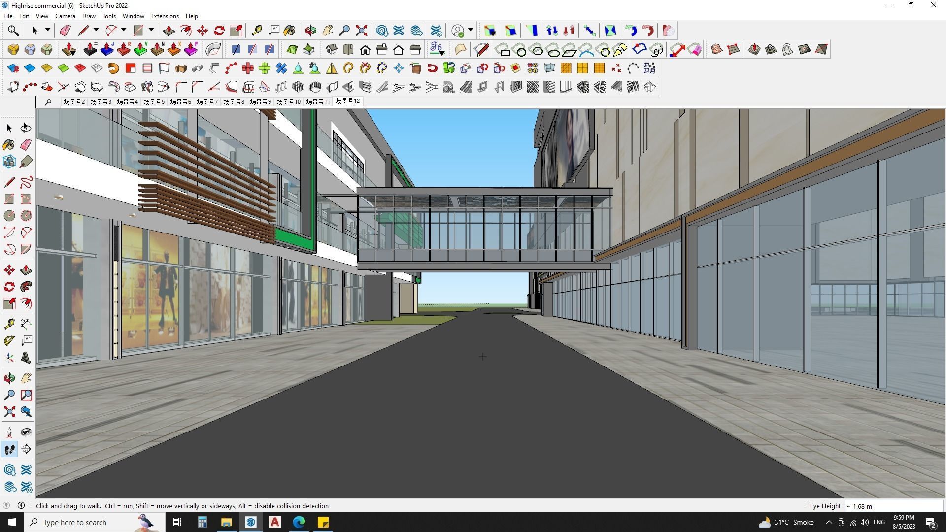 office building shopping mall sketchup model  3D model_6