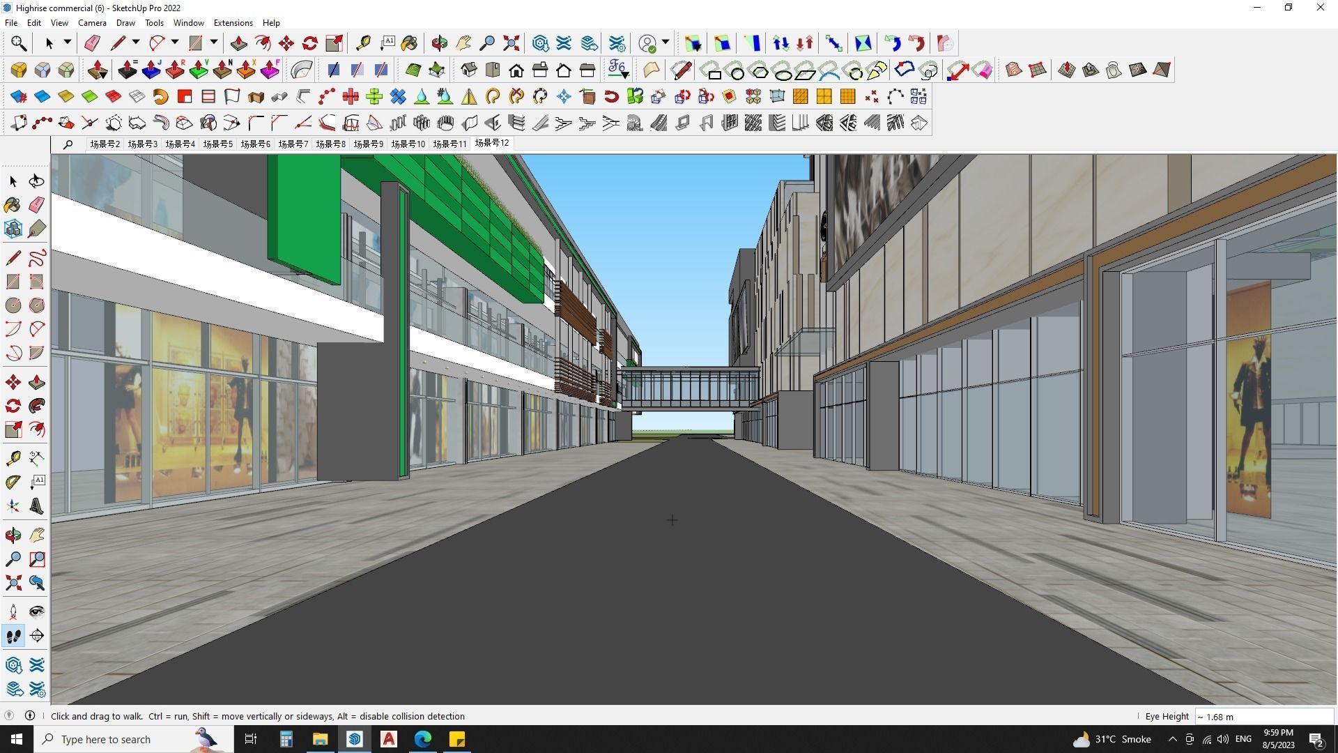 office building shopping mall sketchup model  3D model_5
