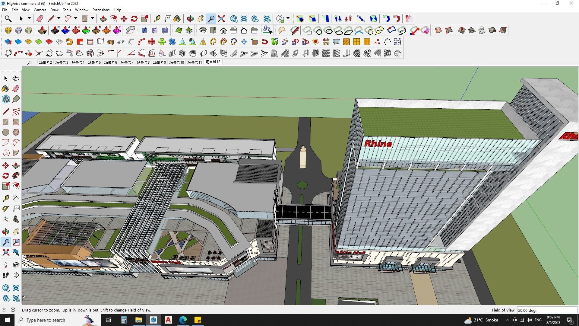 office building shopping mall sketchup model  3D model_15