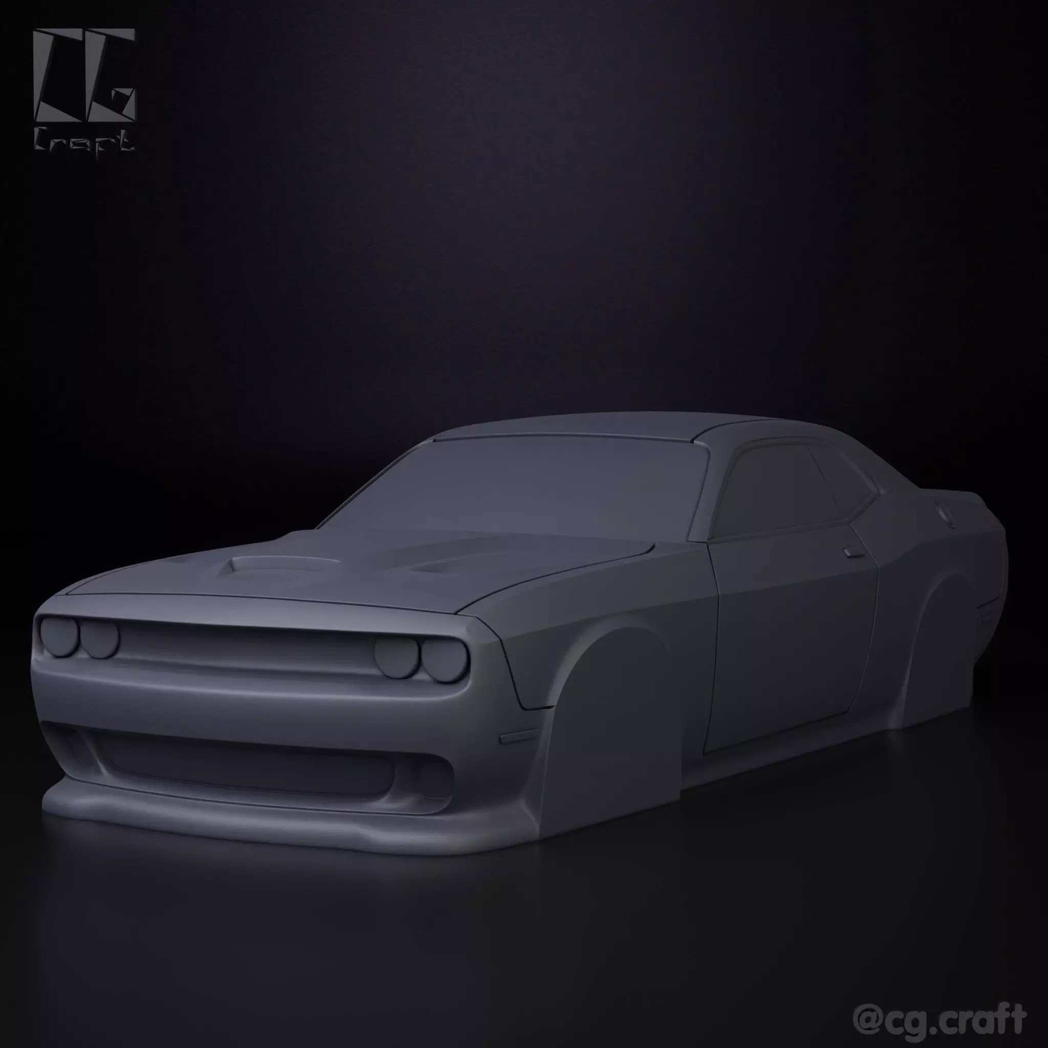 Dodge Challenger simplified decorative model 3D print model_0