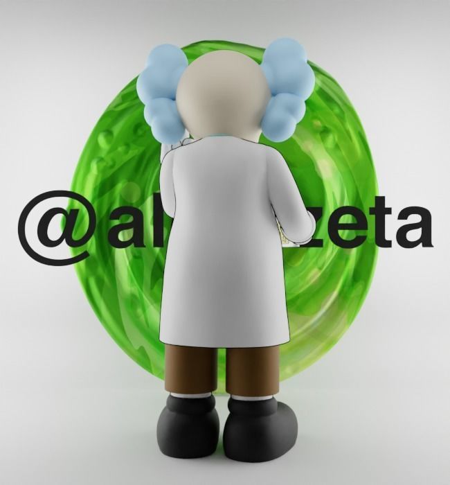 Kaws Rick Sanchez Middle Finger Textured Low-poly 3D model_20