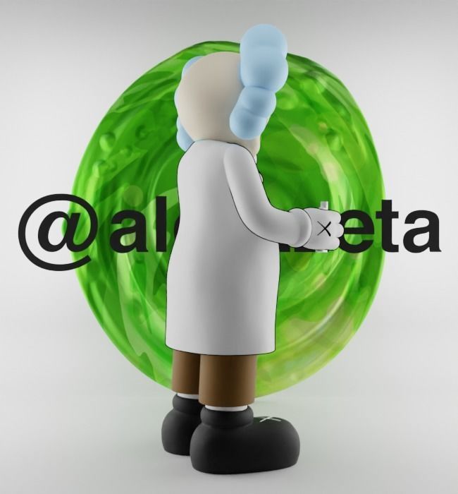 Kaws Rick Sanchez Middle Finger Textured Low-poly 3D model_25