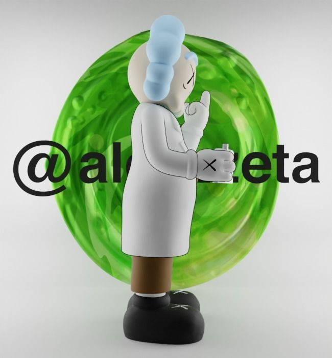 Kaws Rick Sanchez Middle Finger Textured Low-poly 3D model_28