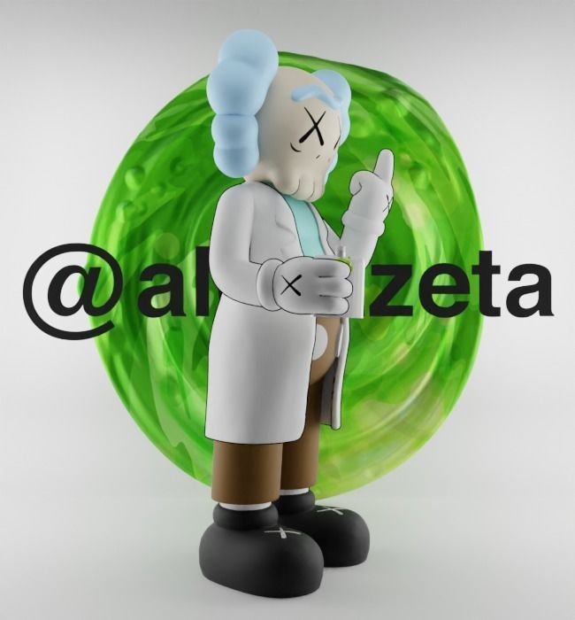 Kaws Rick Sanchez Middle Finger Textured Low-poly 3D model_31