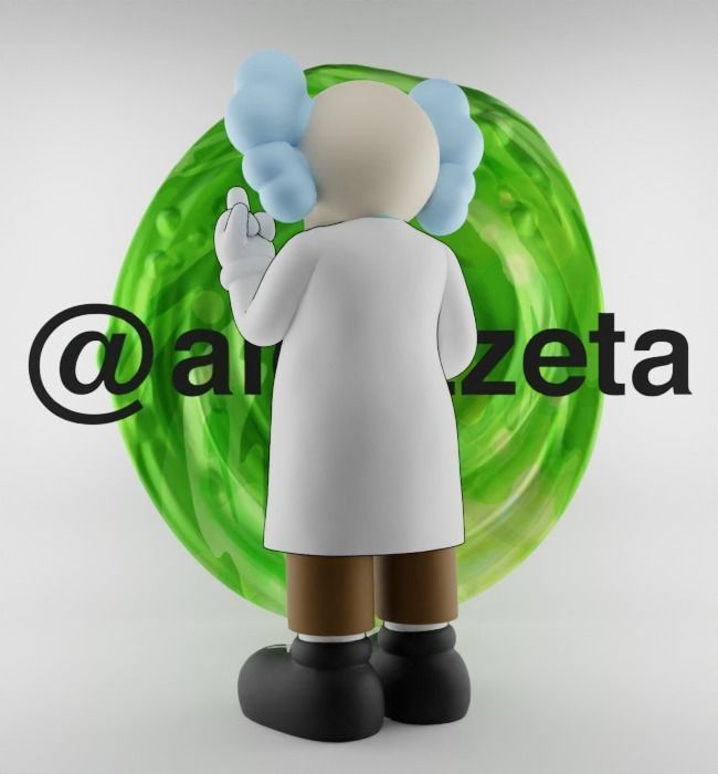 Kaws Rick Sanchez Middle Finger Textured Low-poly 3D model_16