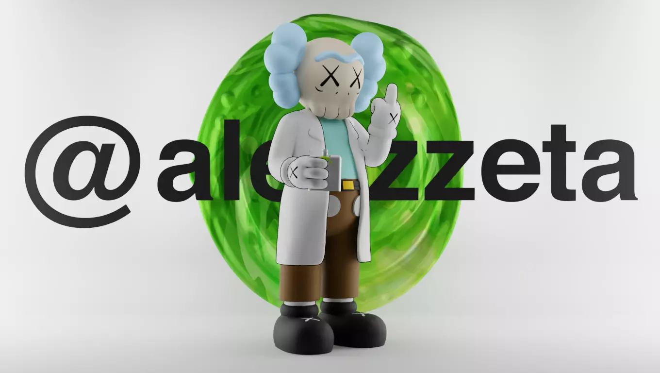 Kaws Rick Sanchez Middle Finger Textured Low-poly 3D model_0