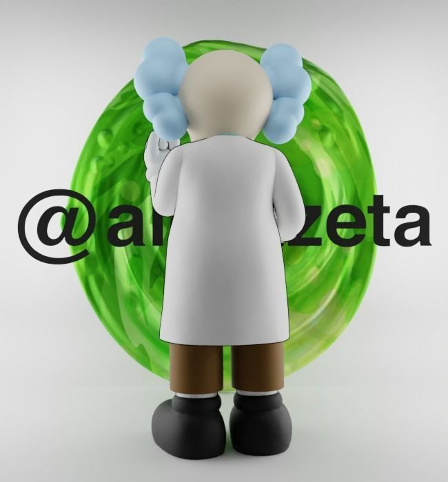 Kaws Rick Sanchez Middle Finger Textured Low-poly 3D model_18