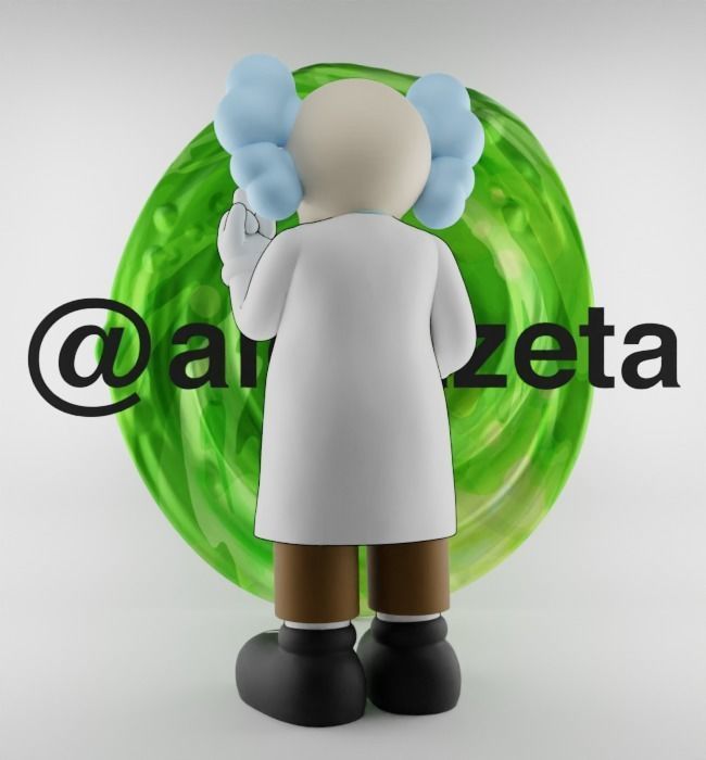 Kaws Rick Sanchez Middle Finger Textured Low-poly 3D model_17