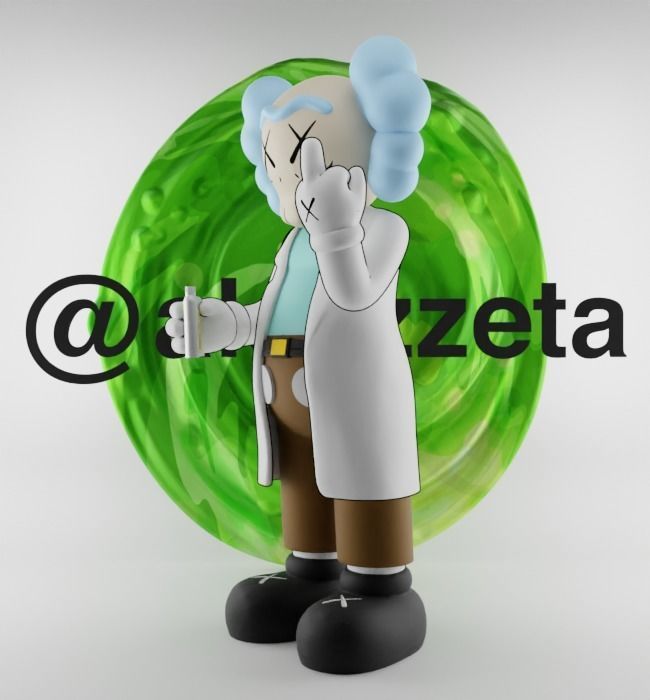 Kaws Rick Sanchez Middle Finger Textured Low-poly 3D model_6