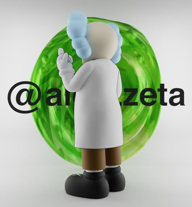 Kaws Rick Sanchez Middle Finger Textured Low-poly 3D model_14