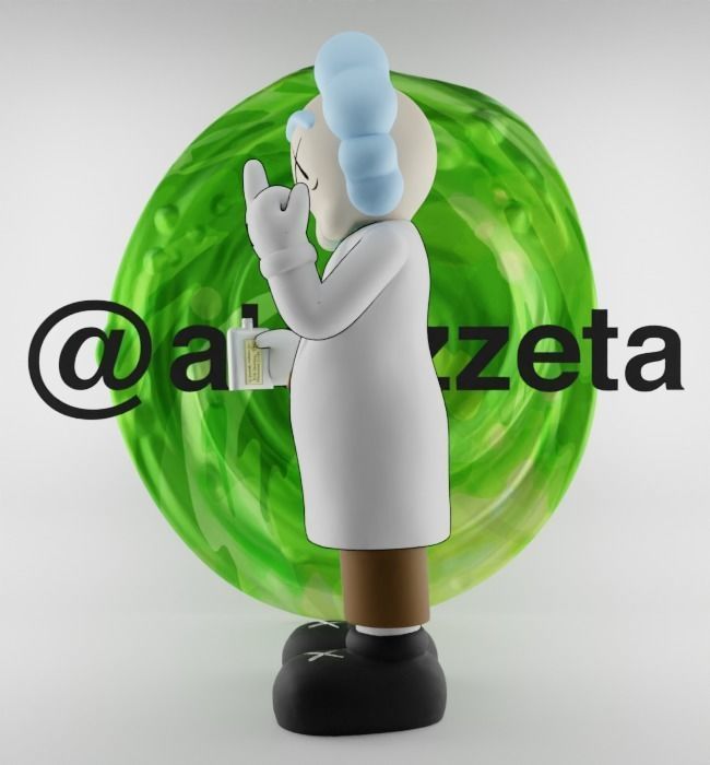 Kaws Rick Sanchez Middle Finger Textured Low-poly 3D model_10