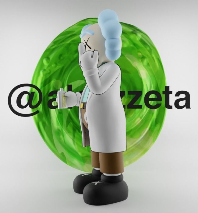 Kaws Rick Sanchez Middle Finger Textured Low-poly 3D model_8