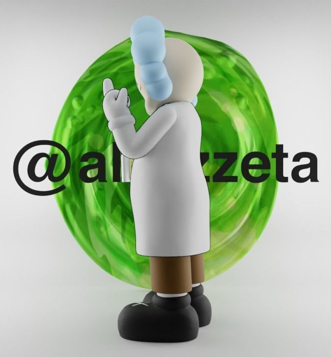 Kaws Rick Sanchez Middle Finger Textured Low-poly 3D model_12
