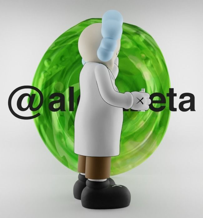 Kaws Rick Sanchez Middle Finger Textured Low-poly 3D model_26