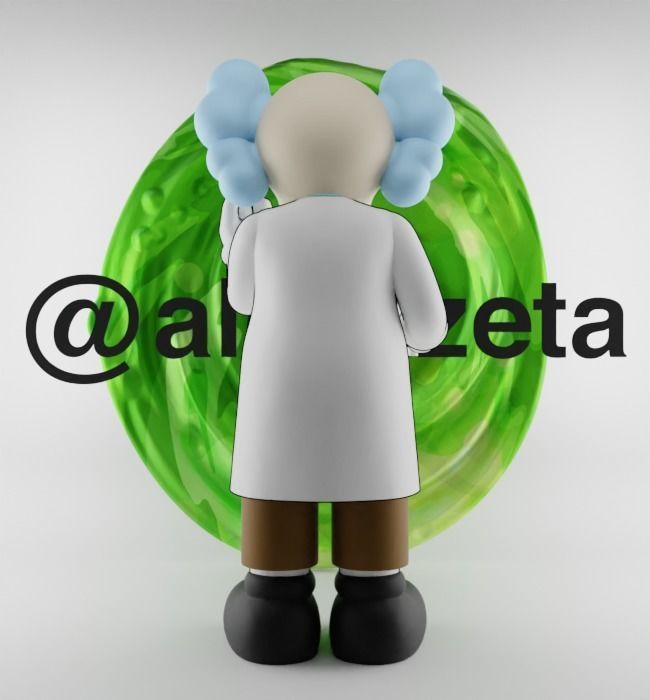 Kaws Rick Sanchez x Morty Smith Middle Finger Textured Low-poly 3D model_10