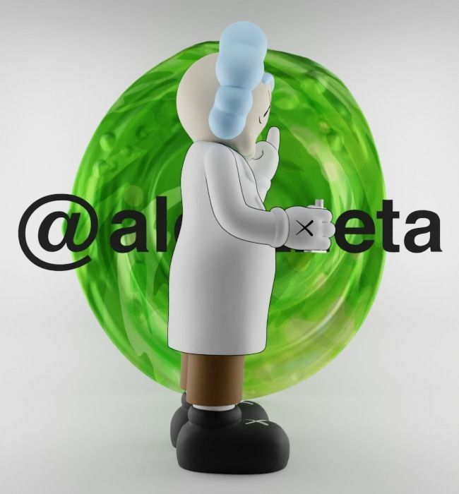 Kaws Rick Sanchez x Morty Smith Middle Finger Textured Low-poly 3D model_14