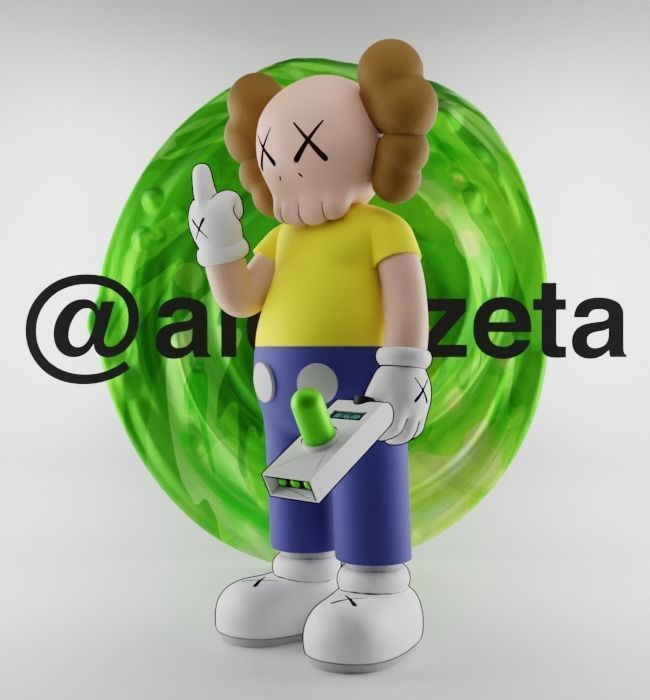 Kaws Rick Sanchez x Morty Smith Middle Finger Textured Low-poly 3D model_21