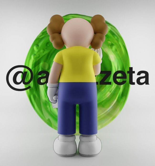 Kaws Rick Sanchez x Morty Smith Middle Finger Textured Low-poly 3D model_28