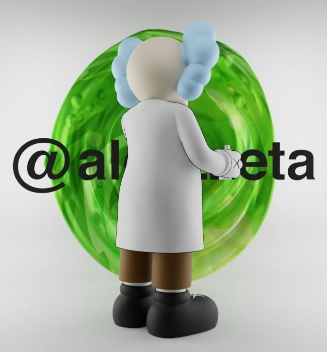 Kaws Rick Sanchez x Morty Smith Middle Finger Textured Low-poly 3D model_12