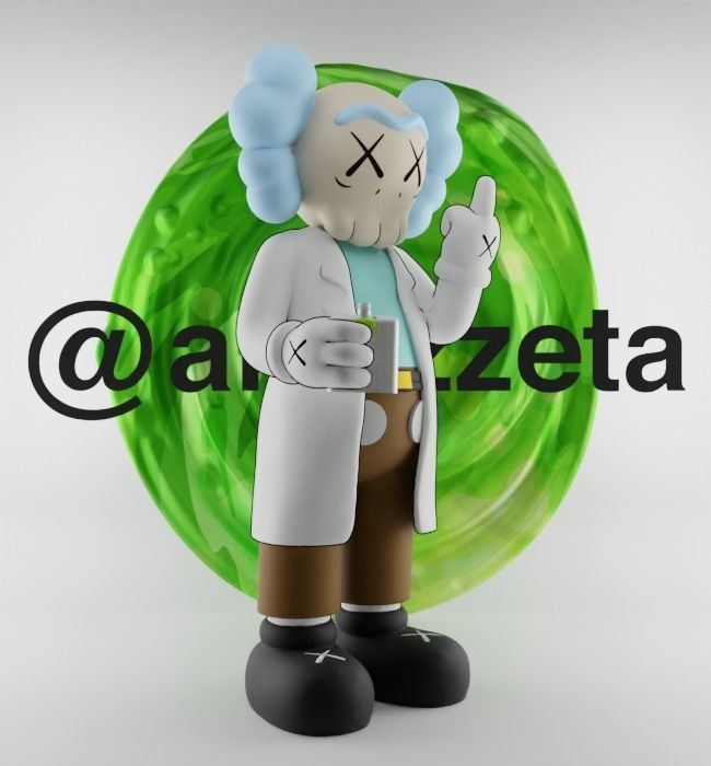 Kaws Rick Sanchez x Morty Smith Middle Finger for Print 3D print model_17