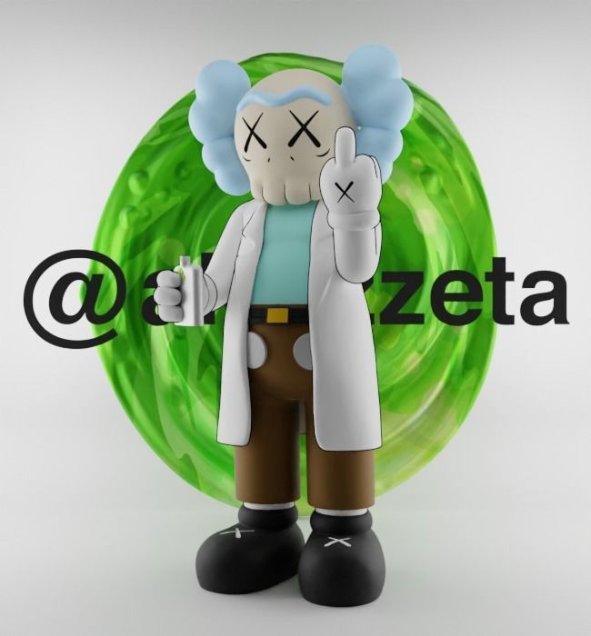 Kaws Rick Sanchez x Morty Smith Middle Finger for Print 3D print model_2