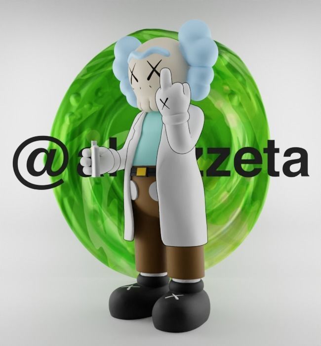 Kaws Rick Sanchez x Morty Smith Middle Finger for Print 3D print model_3