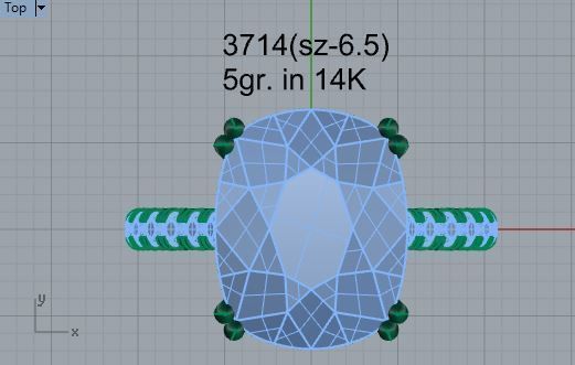 Big square diamond ring 3714 3D print model 3D print model_4