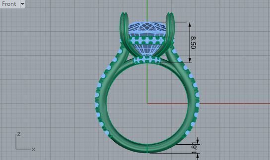 Big square diamond ring 3714 3D print model 3D print model_5