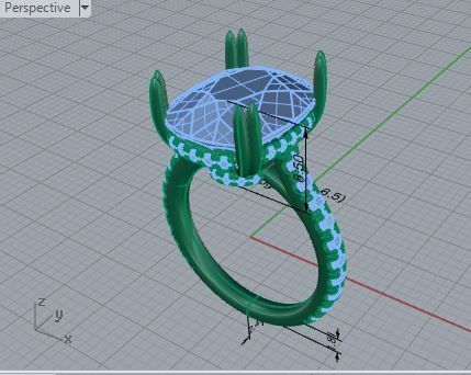 Big square diamond ring 3714 3D print model 3D print model_7