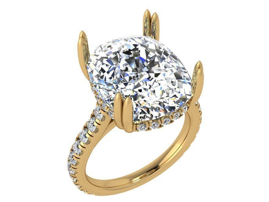 Big square diamond ring 3714 3D print model 3D print model_1