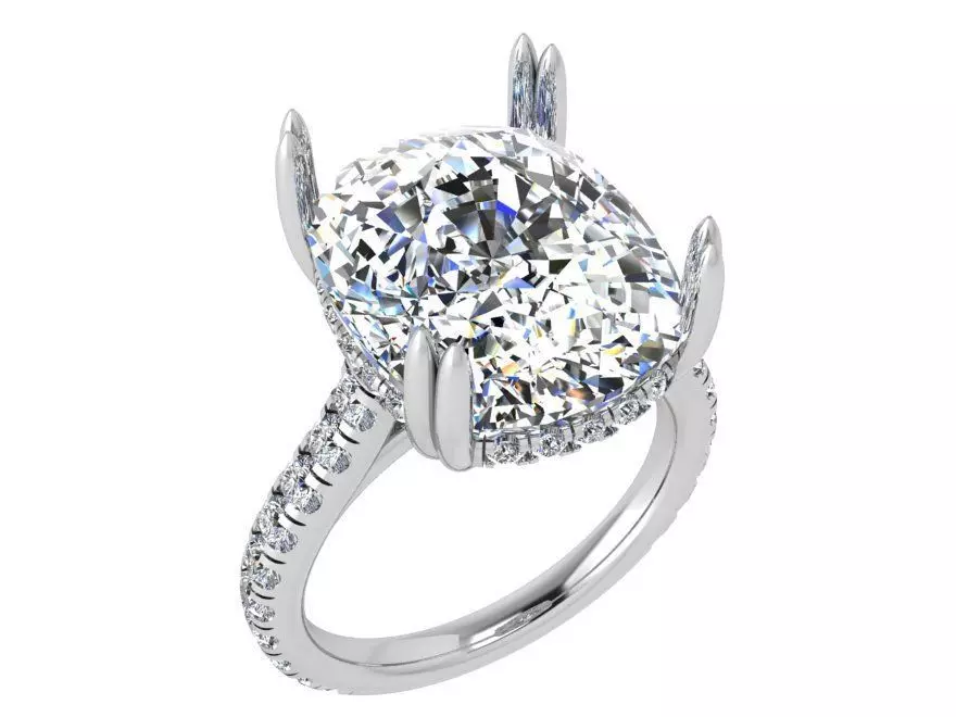 Big square diamond ring 3714 3D print model 3D print model_0