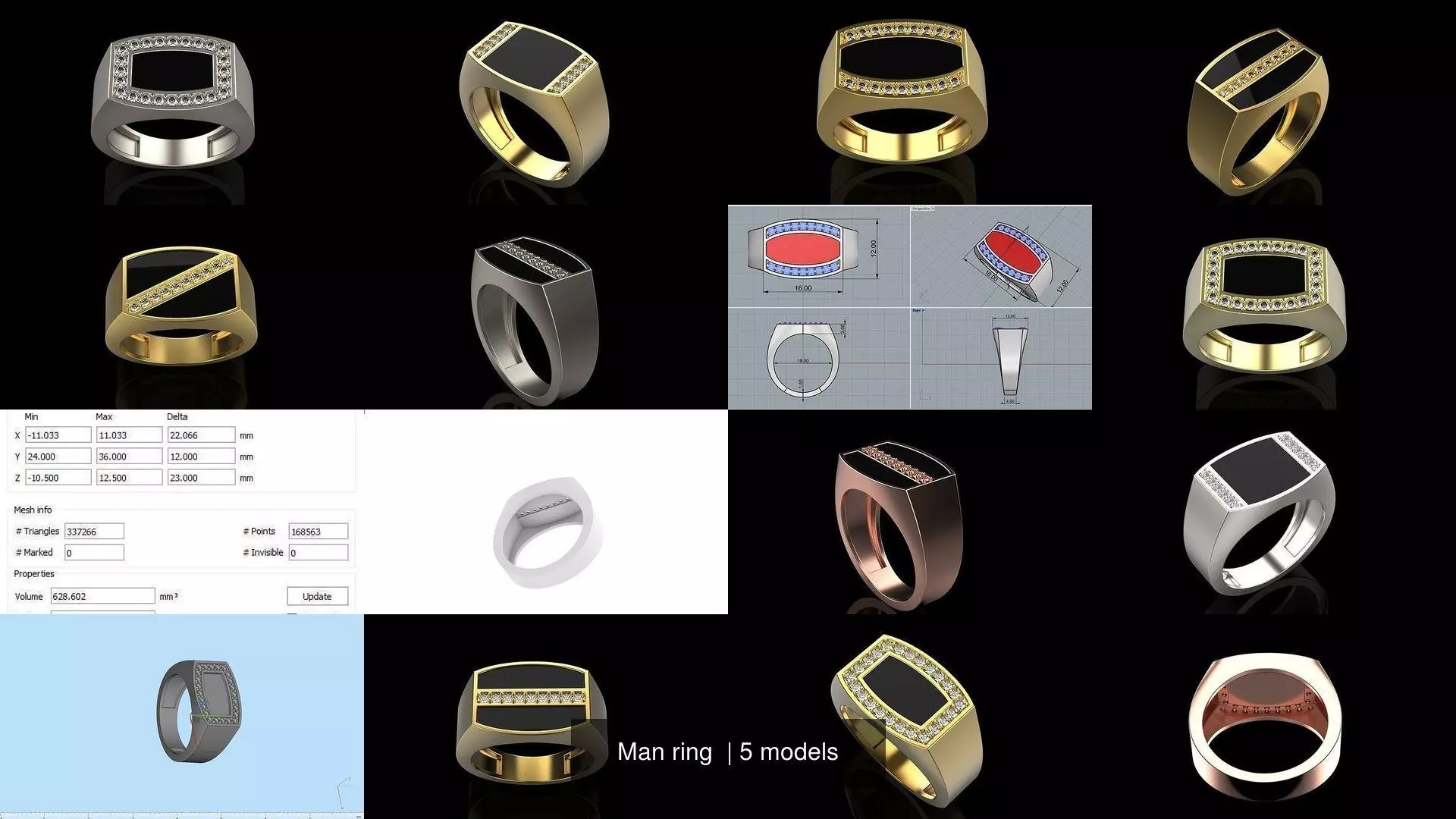 Man signet ring 3D Model Collection_1