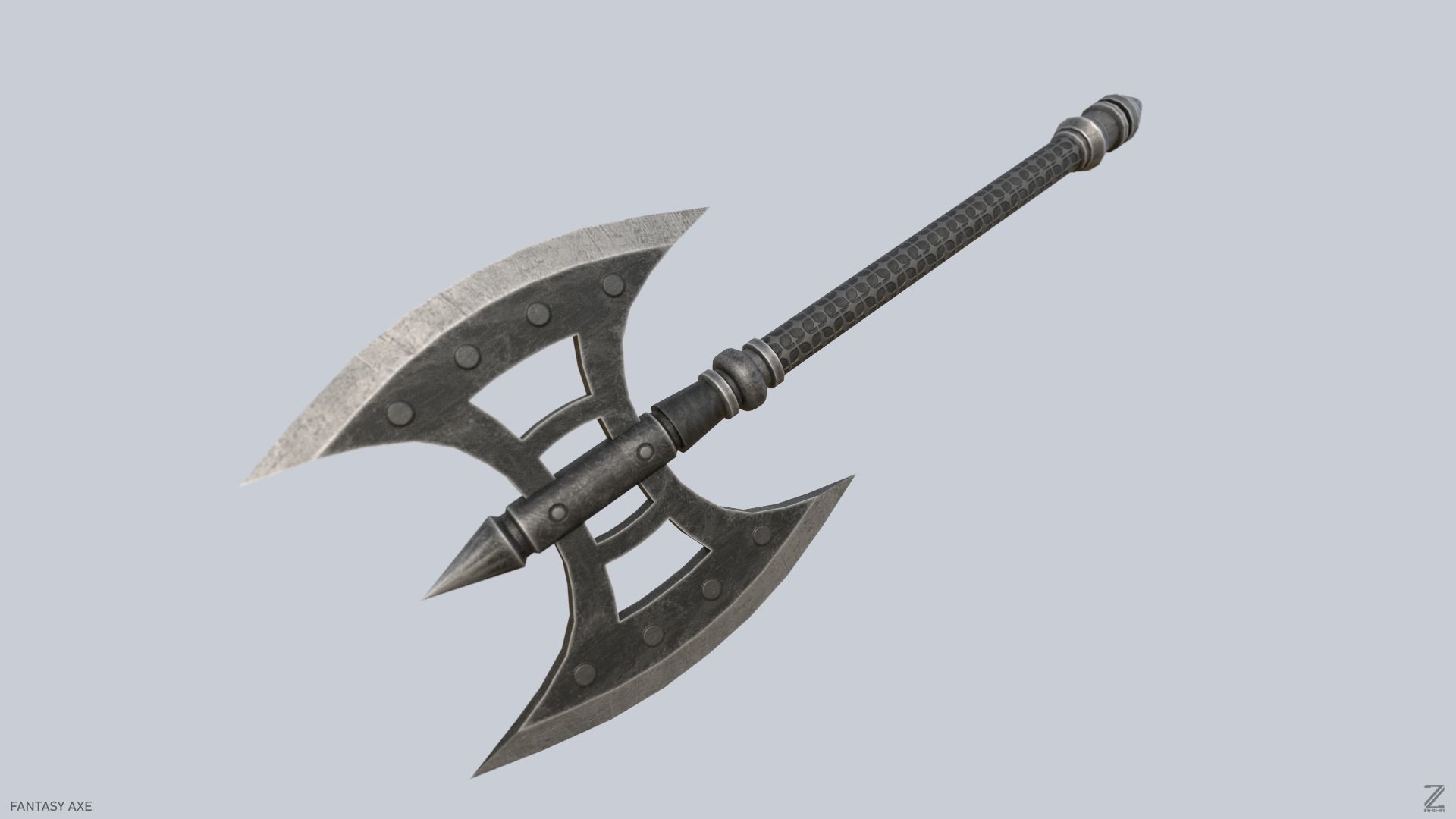 Fantasy axe Low-poly 3D model_7