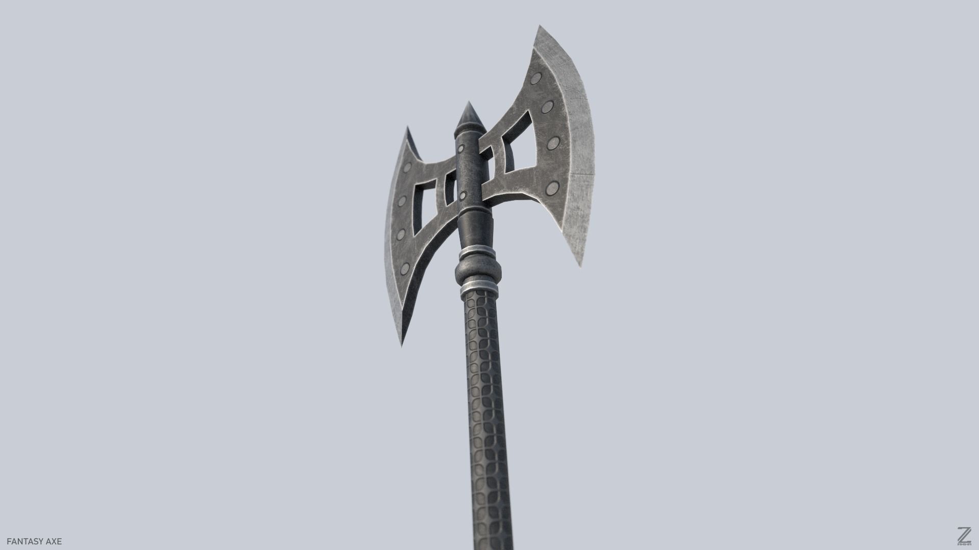 Fantasy axe Low-poly 3D model_4