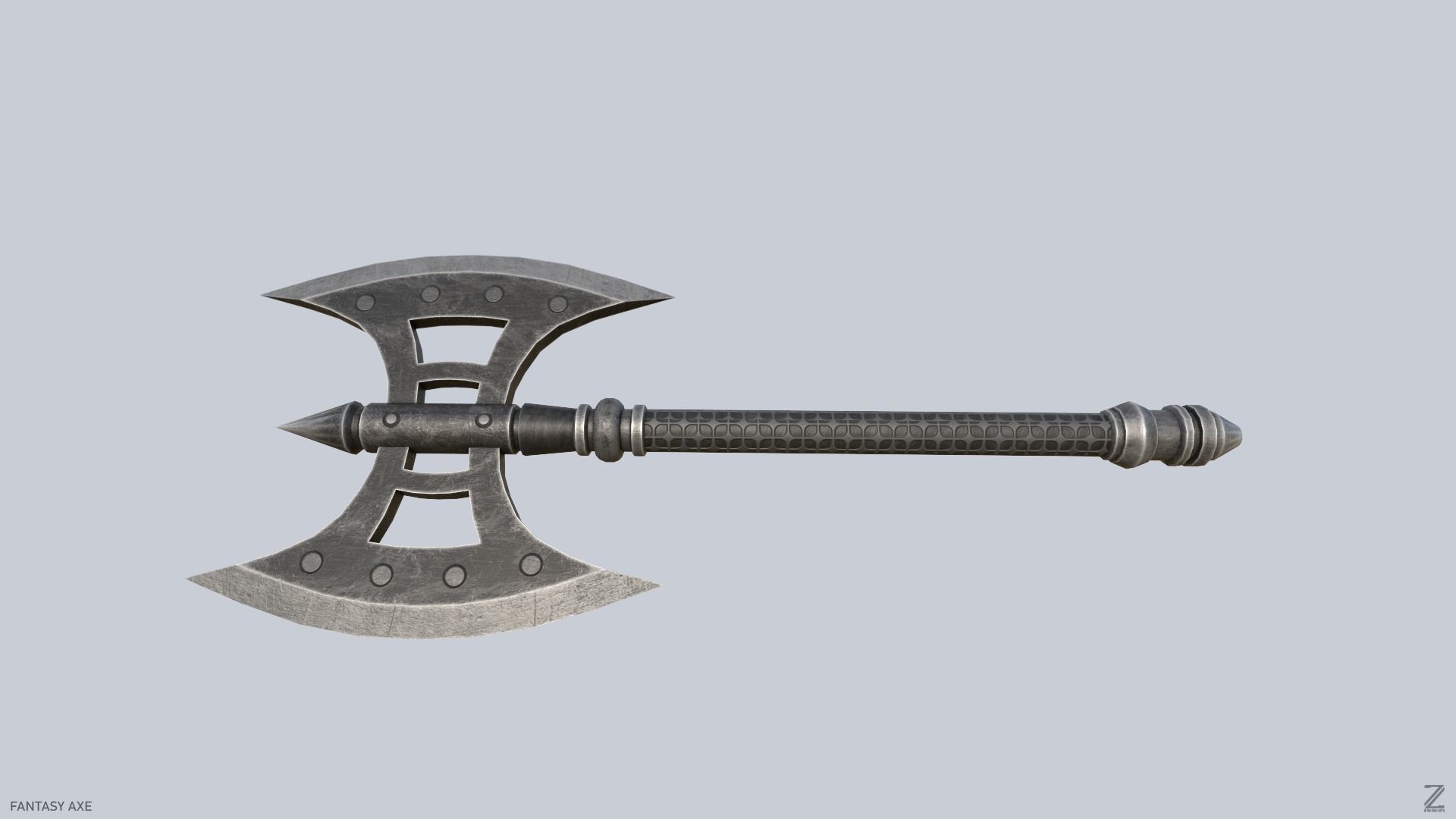 Fantasy axe Low-poly 3D model_6