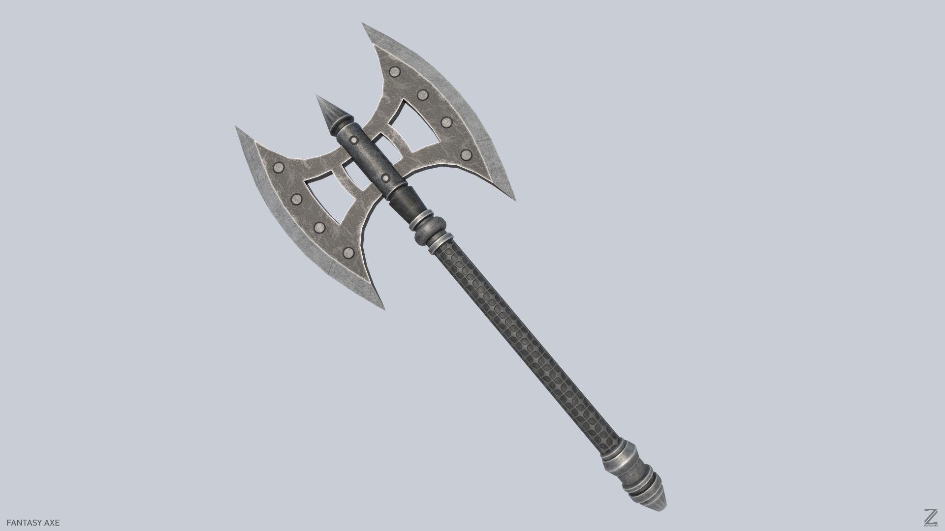 Fantasy axe Low-poly 3D model_3