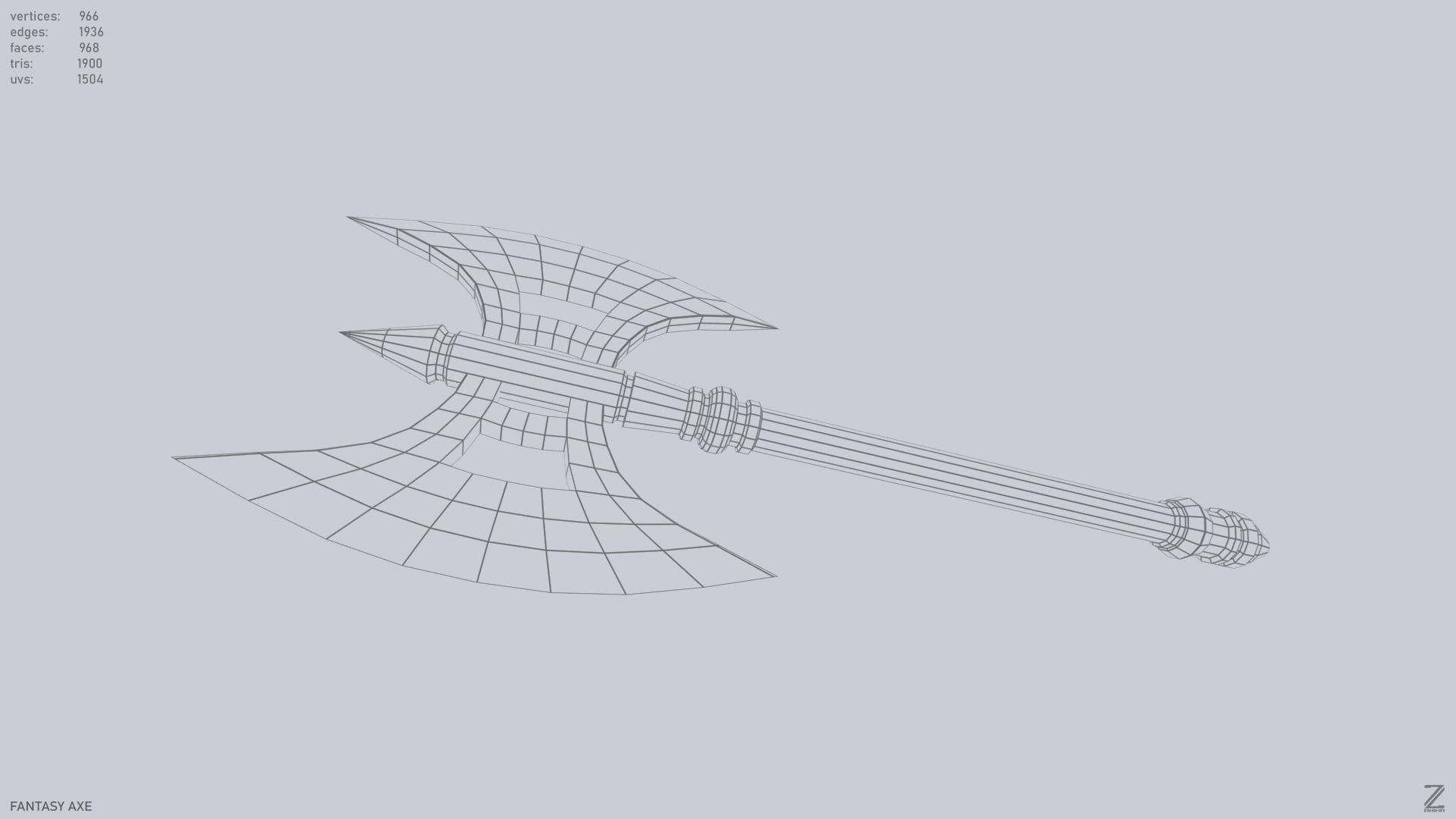 Fantasy axe Low-poly 3D model_13