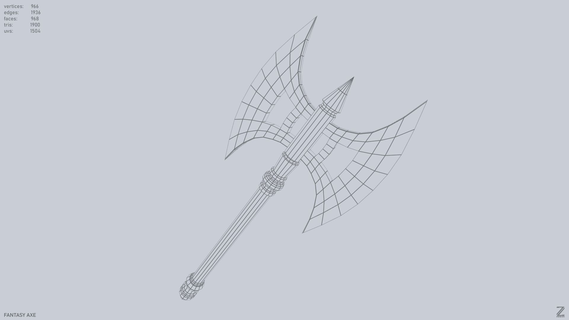 Fantasy axe Low-poly 3D model_14