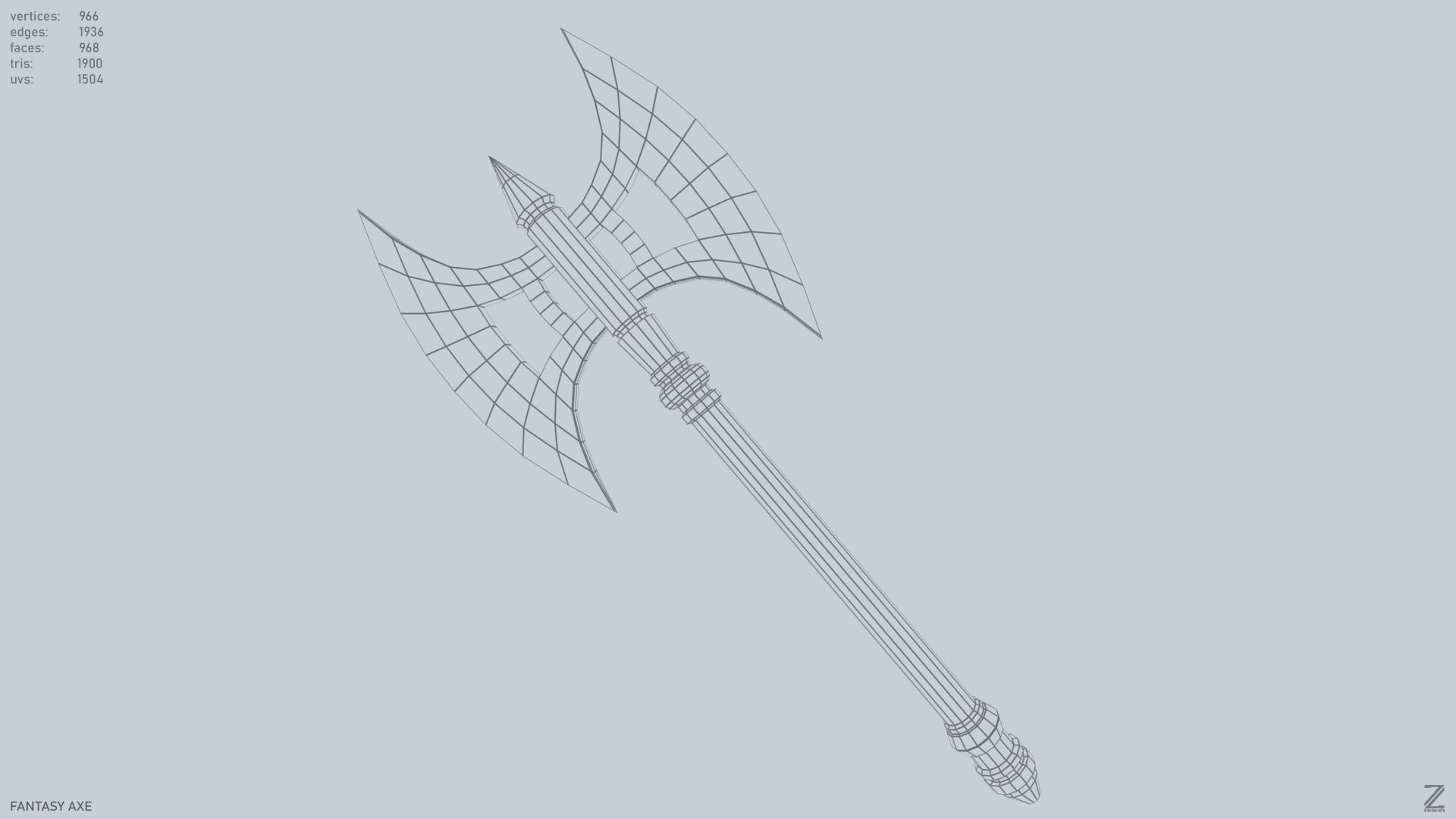 Fantasy axe Low-poly 3D model_9