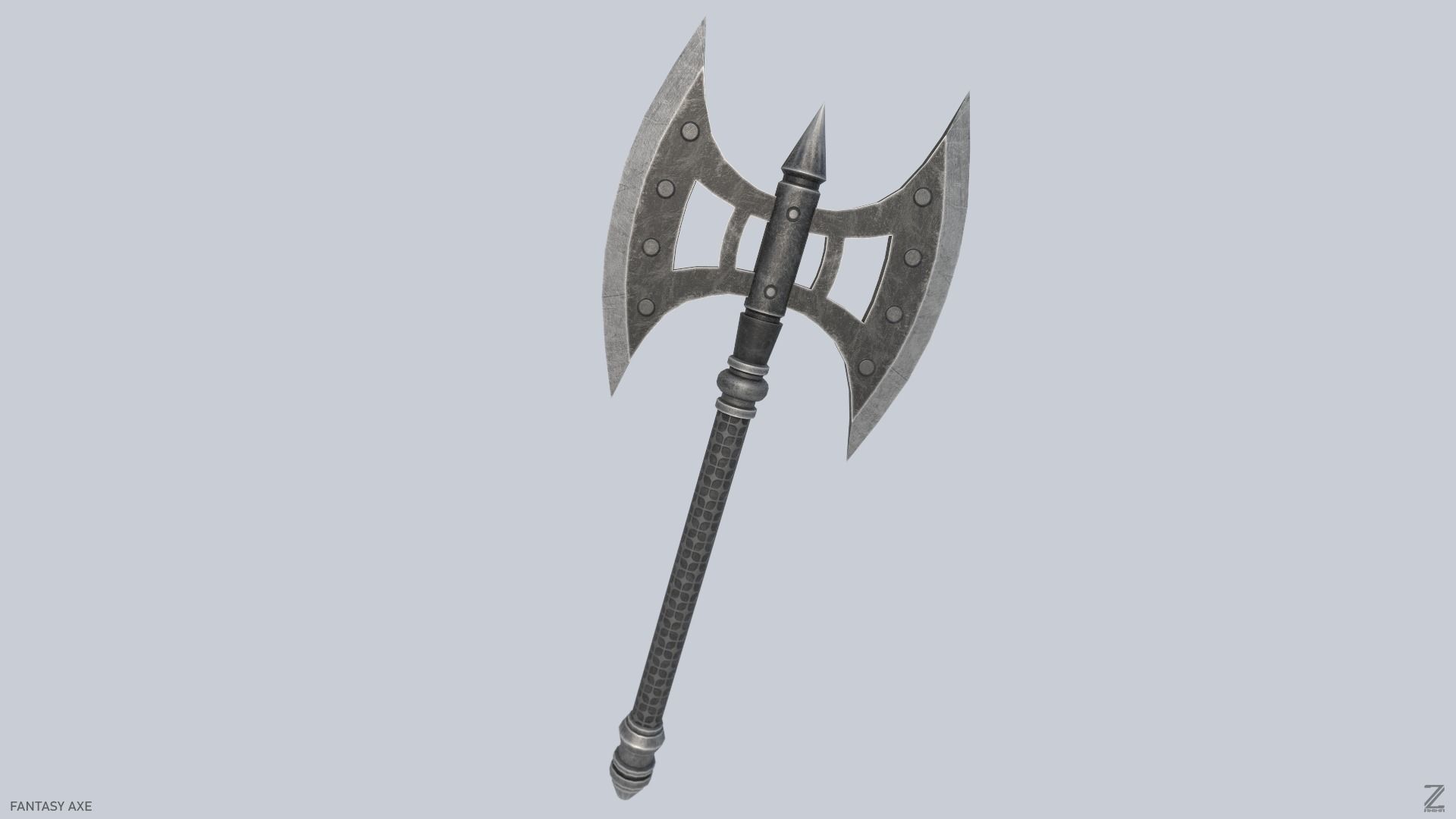 Fantasy axe Low-poly 3D model_5