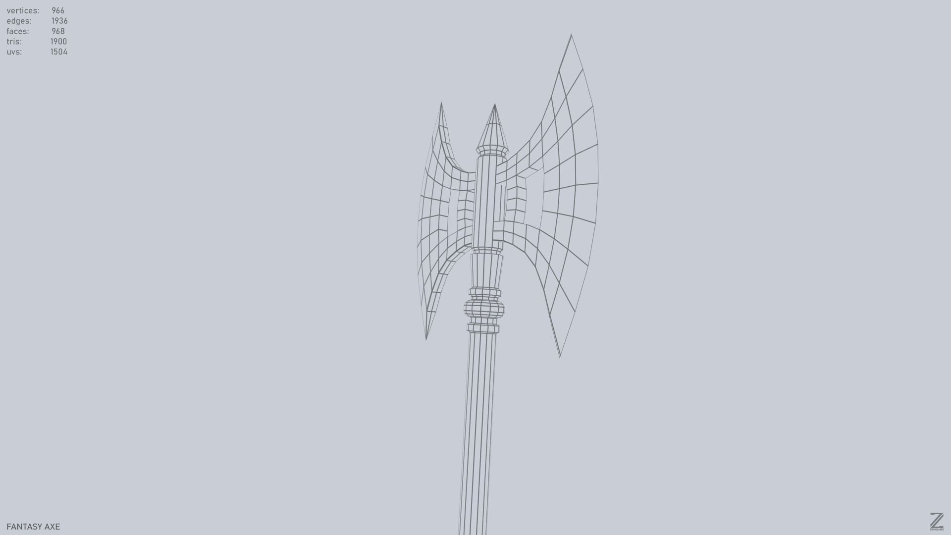 Fantasy axe Low-poly 3D model_11