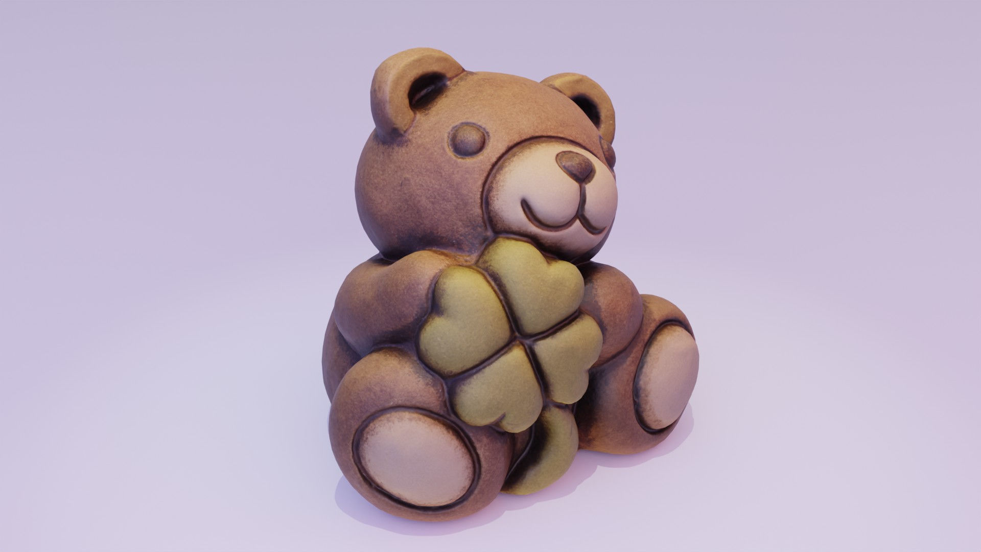 Ceramic Teddy bear quadrifoglio Low-poly 3D model_13
