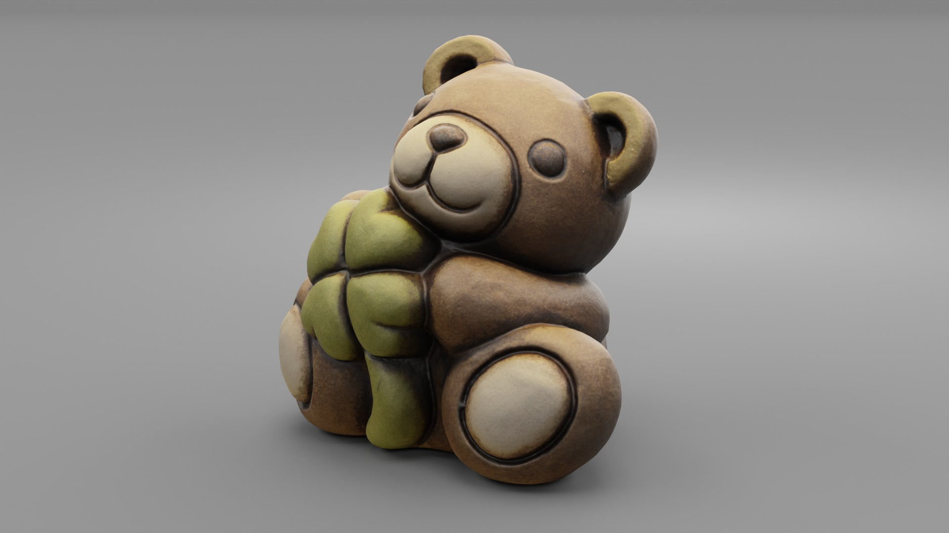 Ceramic Teddy bear quadrifoglio Low-poly 3D model_9