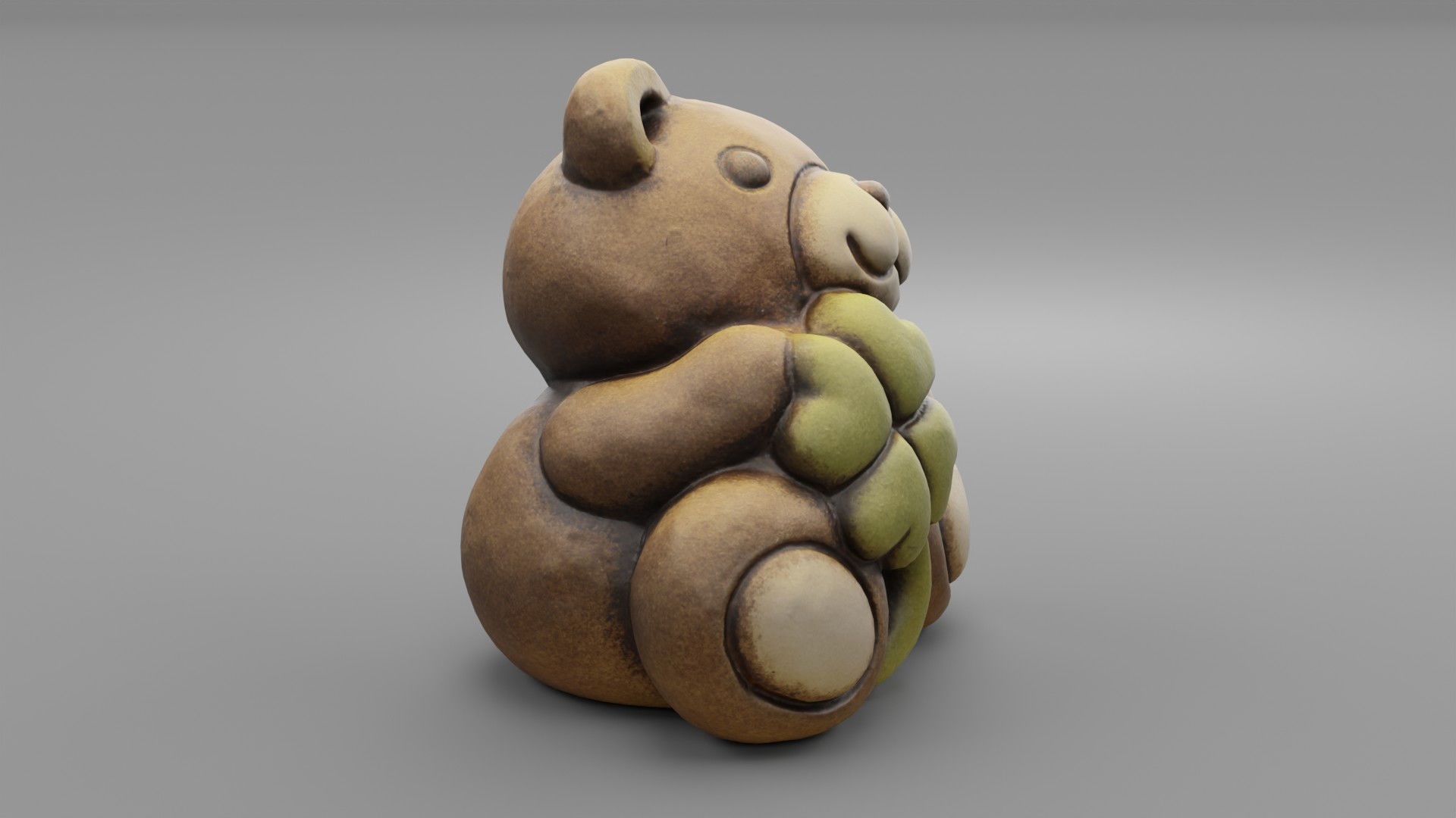 Ceramic Teddy bear quadrifoglio Low-poly 3D model_2