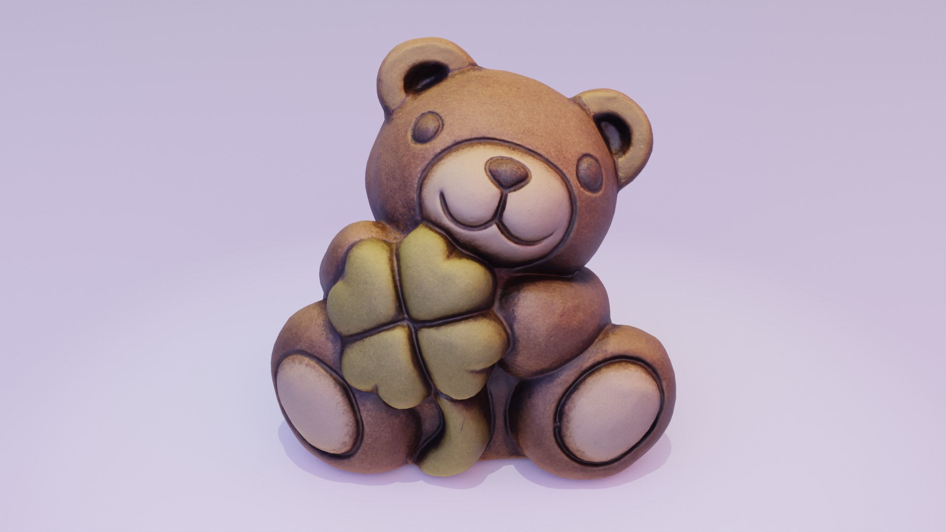 Ceramic Teddy bear quadrifoglio Low-poly 3D model_12