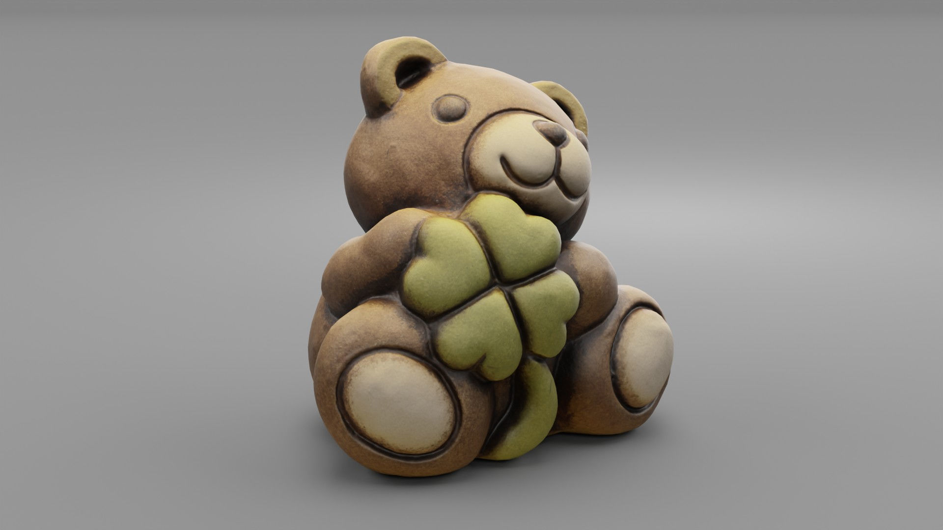 Ceramic Teddy bear quadrifoglio Low-poly 3D model_1
