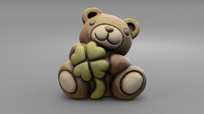Ceramic Teddy bear quadrifoglio Low-poly 3D model