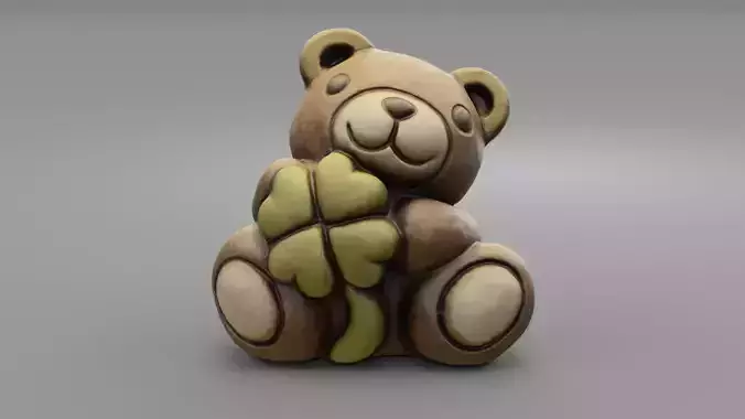 Ceramic Teddy bear quadrifoglio Low-poly 3D model