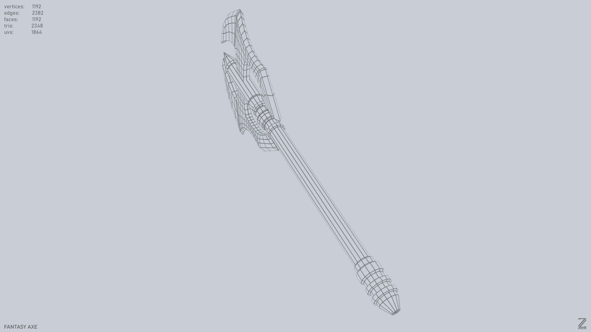 Fantasy axe Low-poly 3D model_14